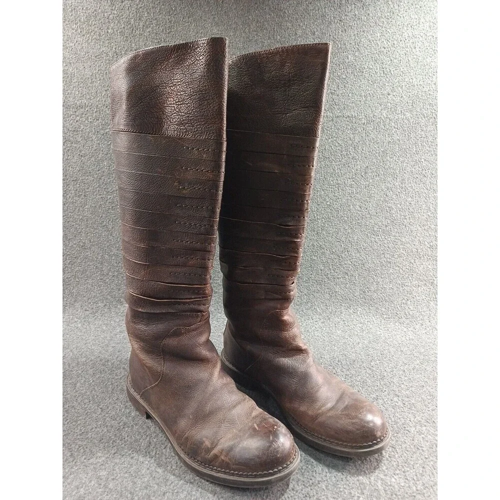 Enzo Angiollini Womens Brown Leather Distressed Boots Size 8M